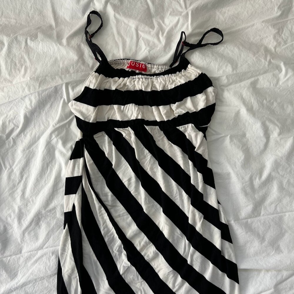 Josie Natori Black & White Spaghetti Strap Top